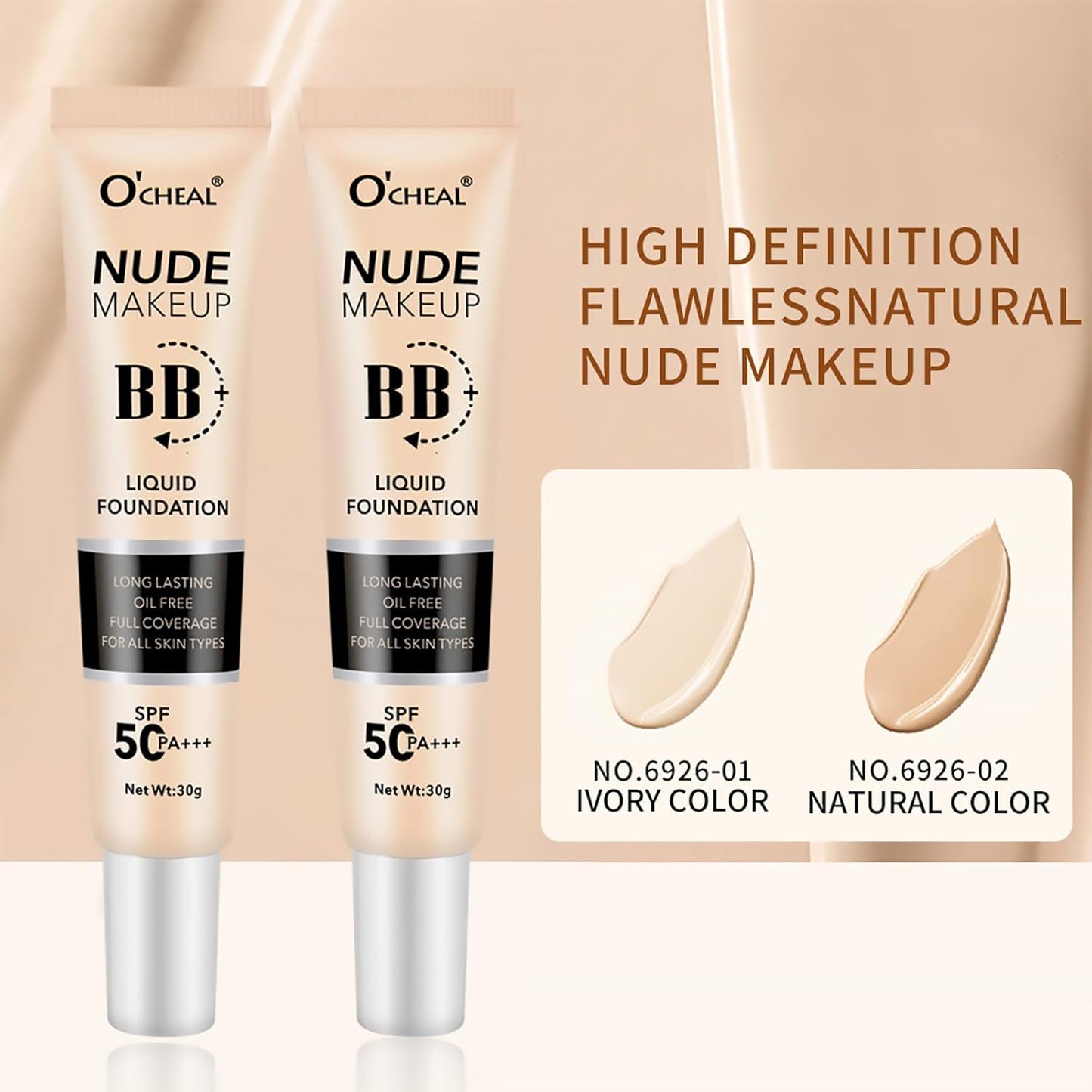 O’CHEAL Nude Makeup BB+ Liquid Foundation SPF 50 PA+++